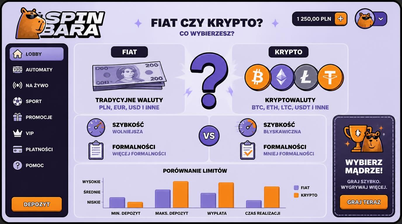 Różnice w limitach depozytów między fiat a kryptowalutami w Spinbara Casino